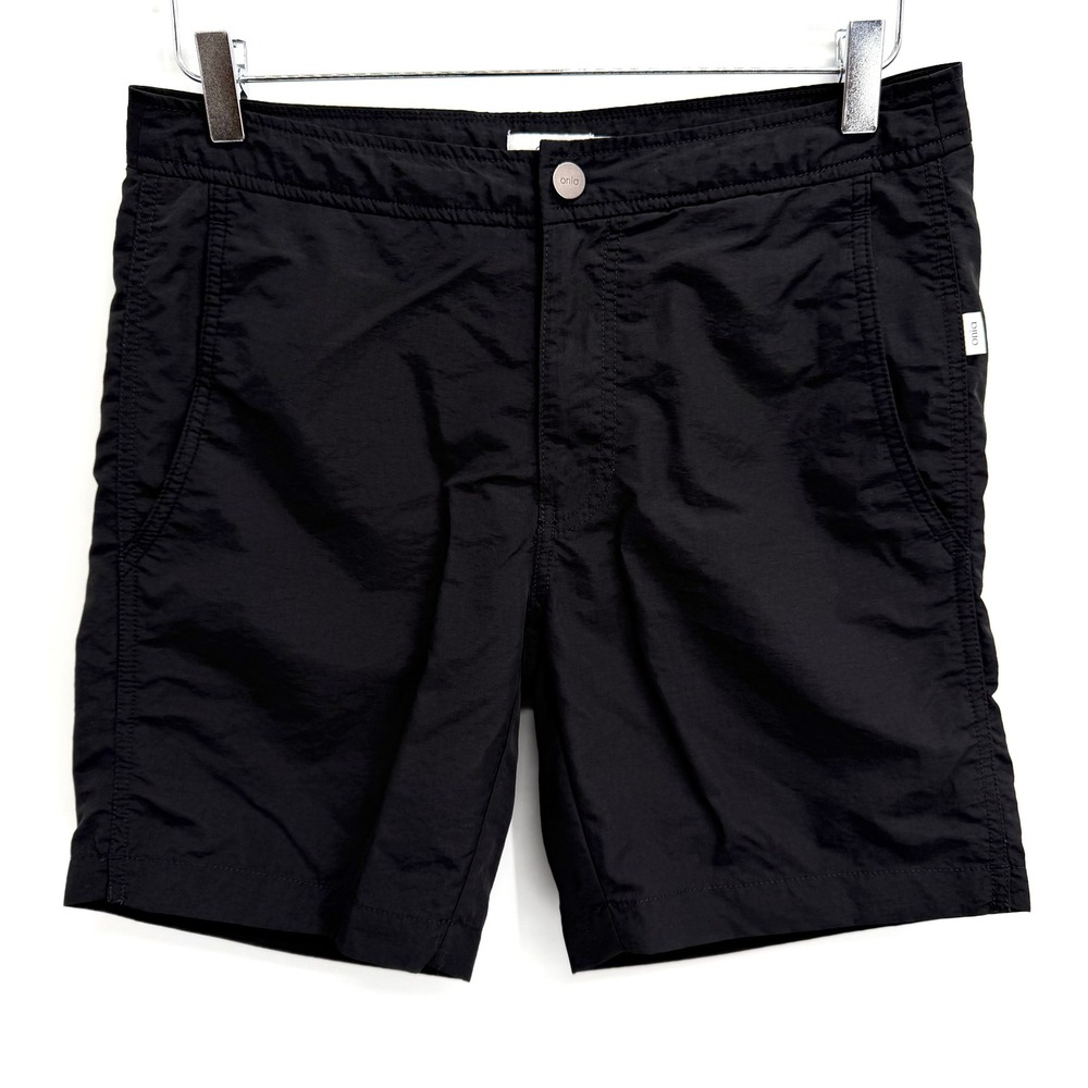 Onia The Calder Nylon Swim Trunks Shorts Mens Size 30 Black Lined 7" Inseam